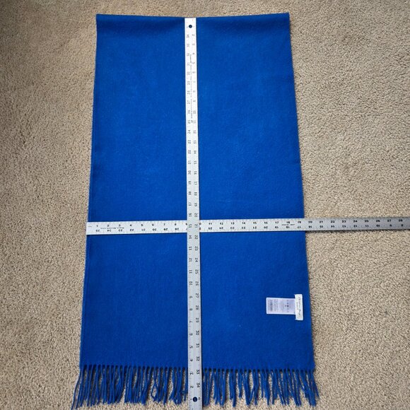 NWOT Christian Berg Wool Cashmere Fringe Scarf Royal Blue - Picture 2 of 13